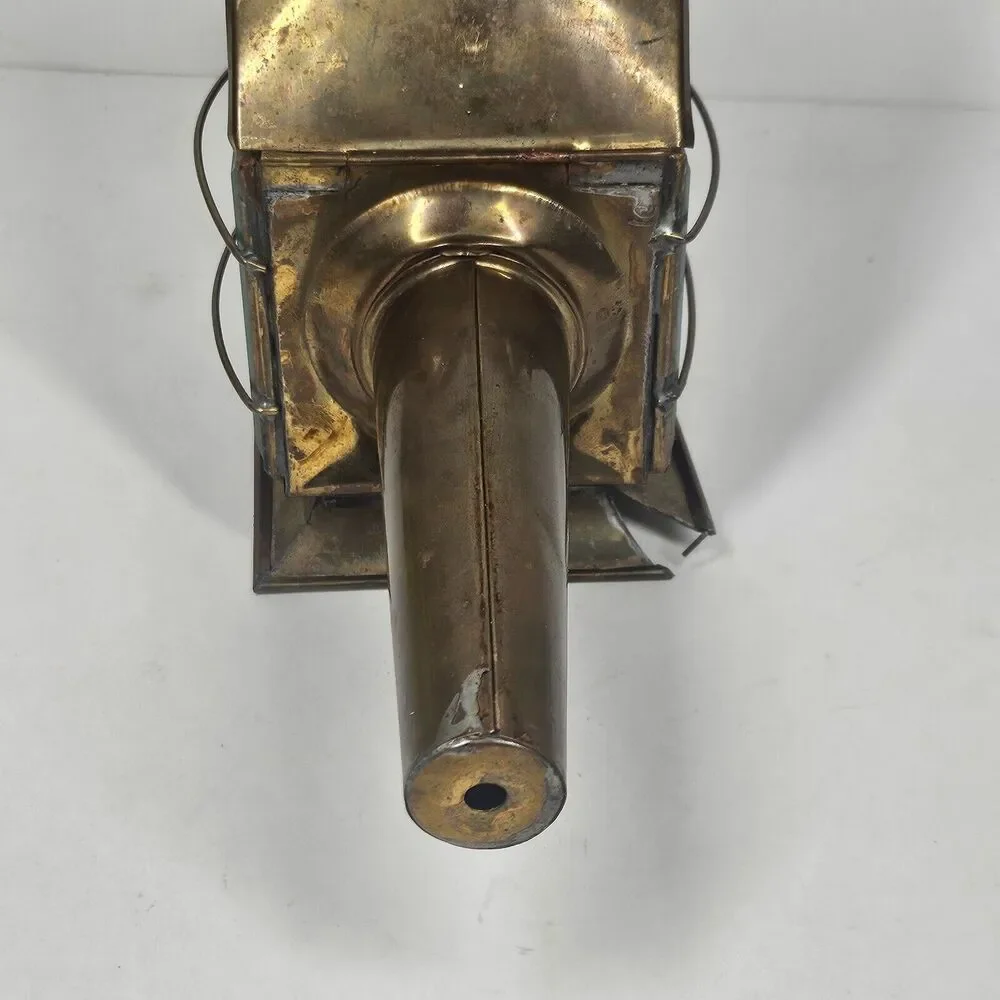 Brass Carriage Lamp Antique Coach Wall Light Fixture Glass